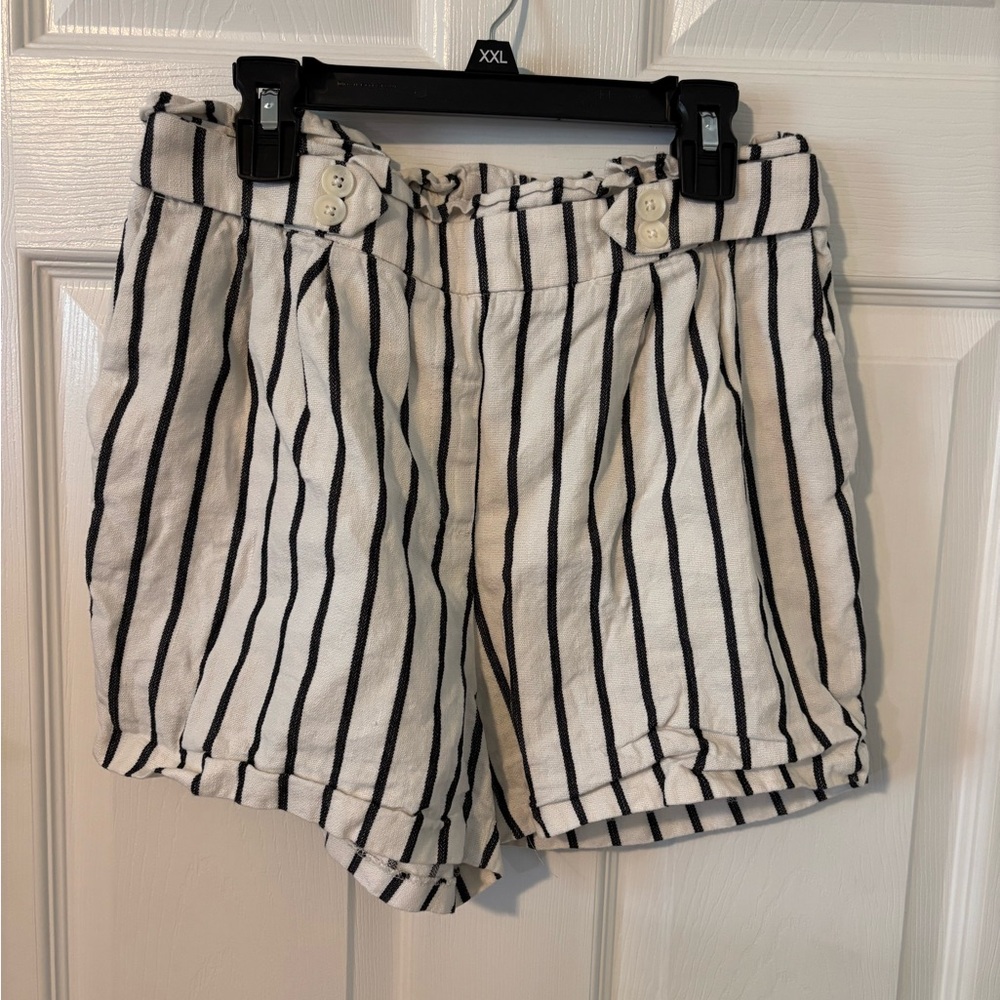 Express White and Black Striped Shorts